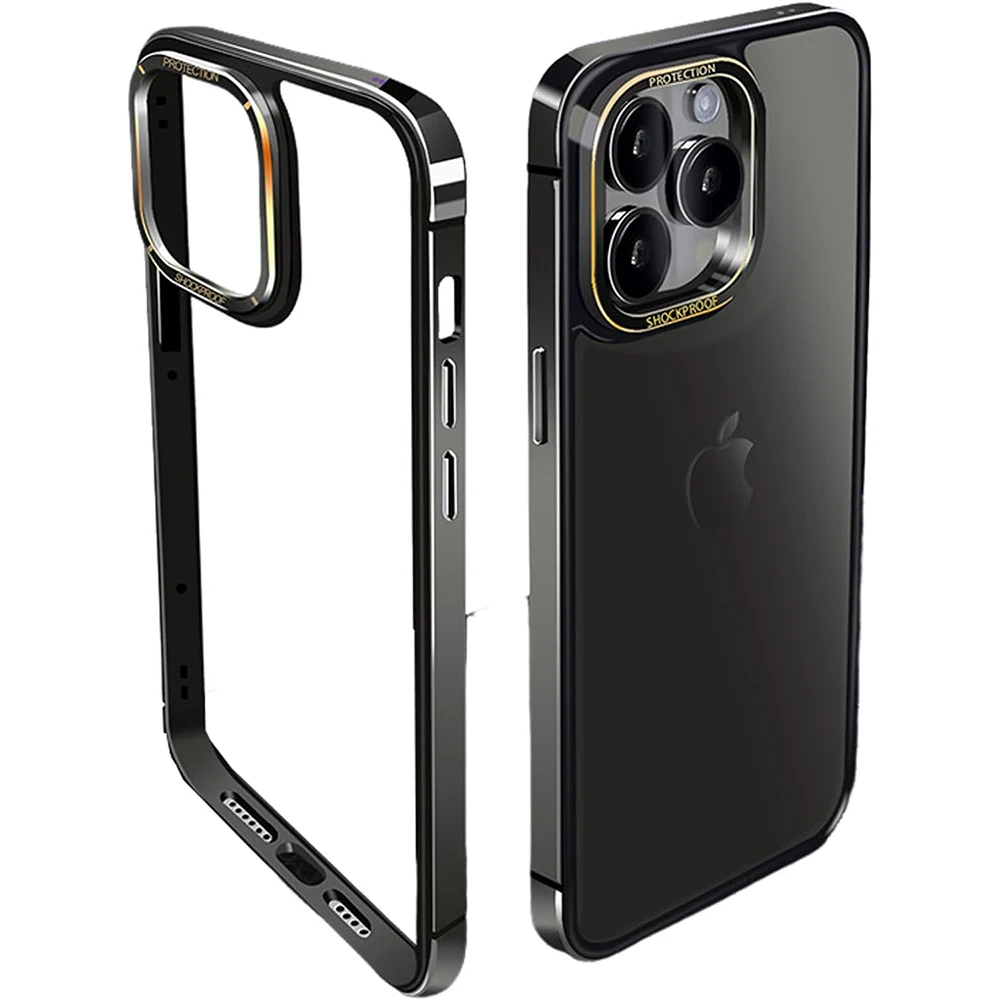 Natural Titanium Black Metal Bumper Case For iPhone 15 Pro Max Plus 15Pro 15Plus iPhone15 Camera Protection Phone Accessories