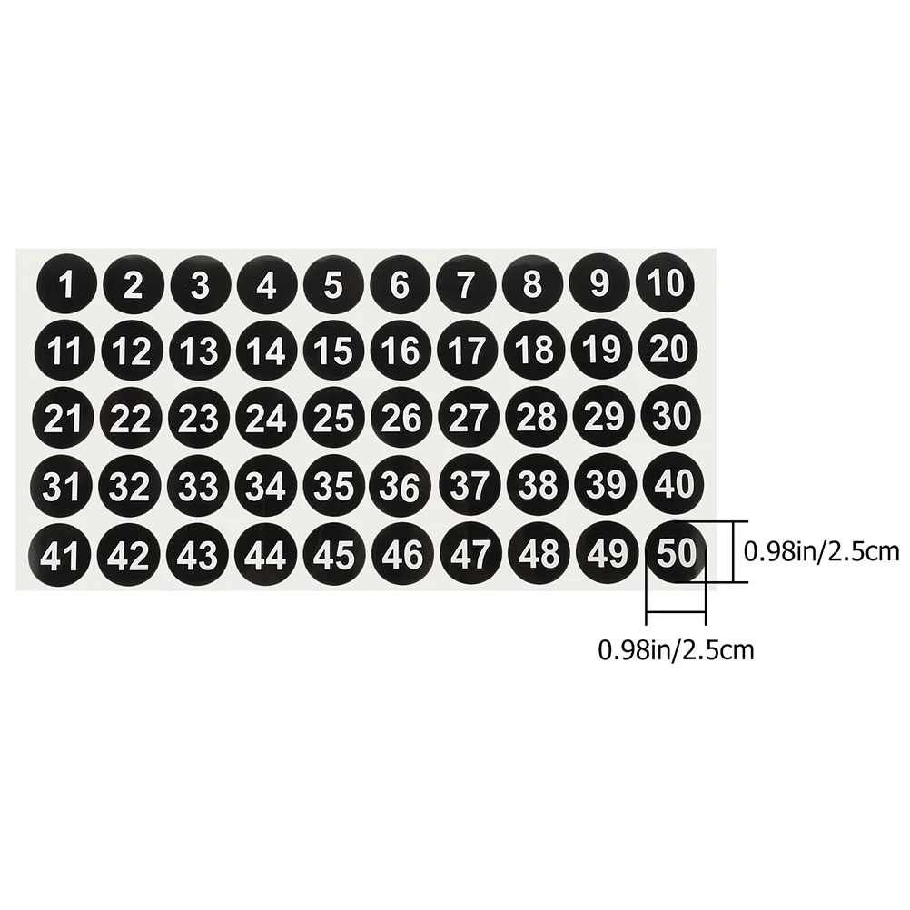สติกเกอร์ตัวเลขดิจิตอลทรงกลม 20 แผ่น 1-50 ป้ายตัวเลขแบบมีกาวในตัวสำหรับการจัดหมวดหมู่ การระบุ การจัดระเบียบ