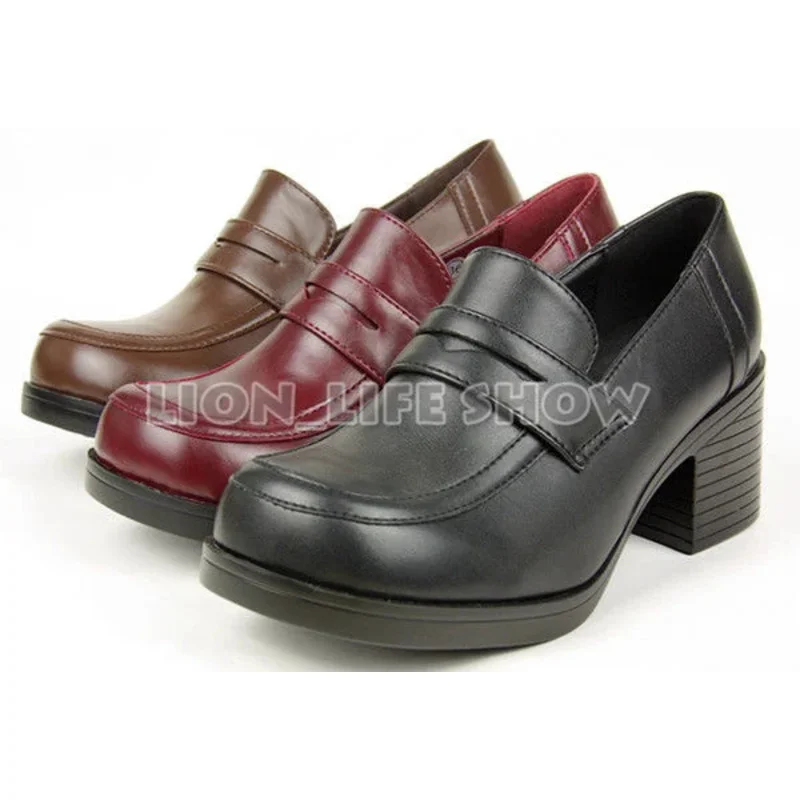AAA 2025 3 colores mujeres uniforme escolar japonés estudiante cuero negro tacón alto JK zapatos Cosplay