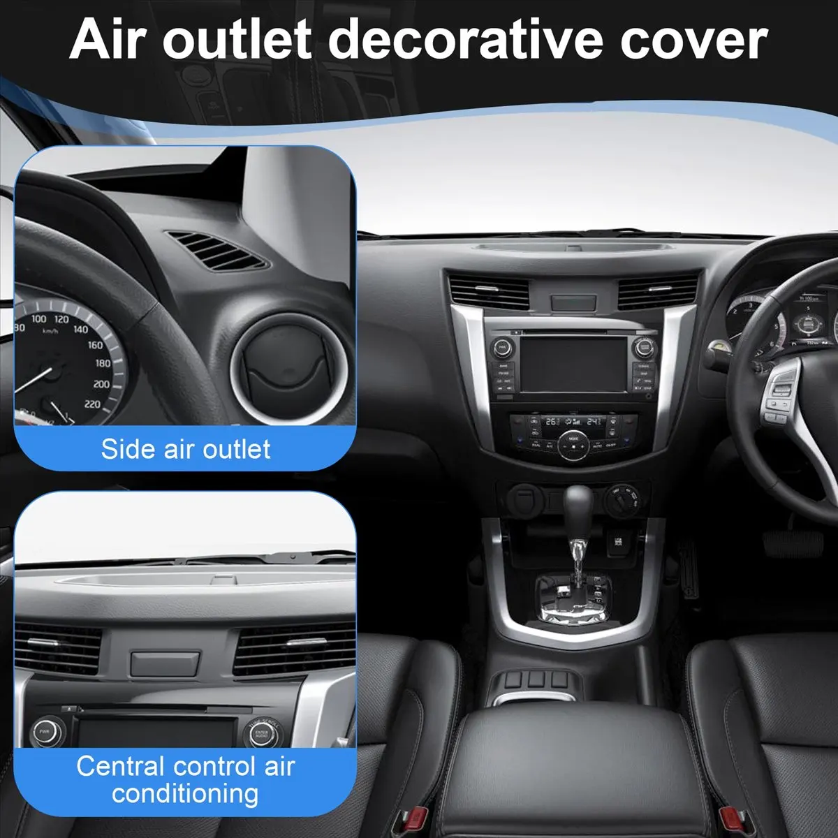 Super Sale for Nissan Navara NP300 2015-2020 Carbon Fibre ABS Car Air Conditioner AC Outlet Vent Frame Cover Trim Accessories, 5