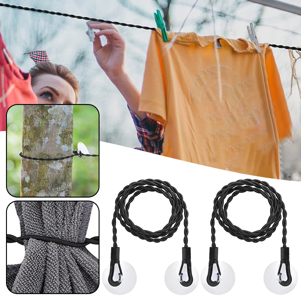 Camping Retractable Clothesline With Hook Suction Cup Clothes-Drying Rack Weather-resistant Laundry Line For Bathroom Outdoor