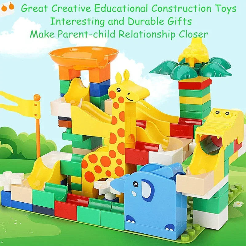 Run Marble Race Große Blöcke Größe Labyrinth Ball Track Bausteine Kunststoff Trichter Rutsche Puzzle Rennstrecke DIY Kompatible Steine