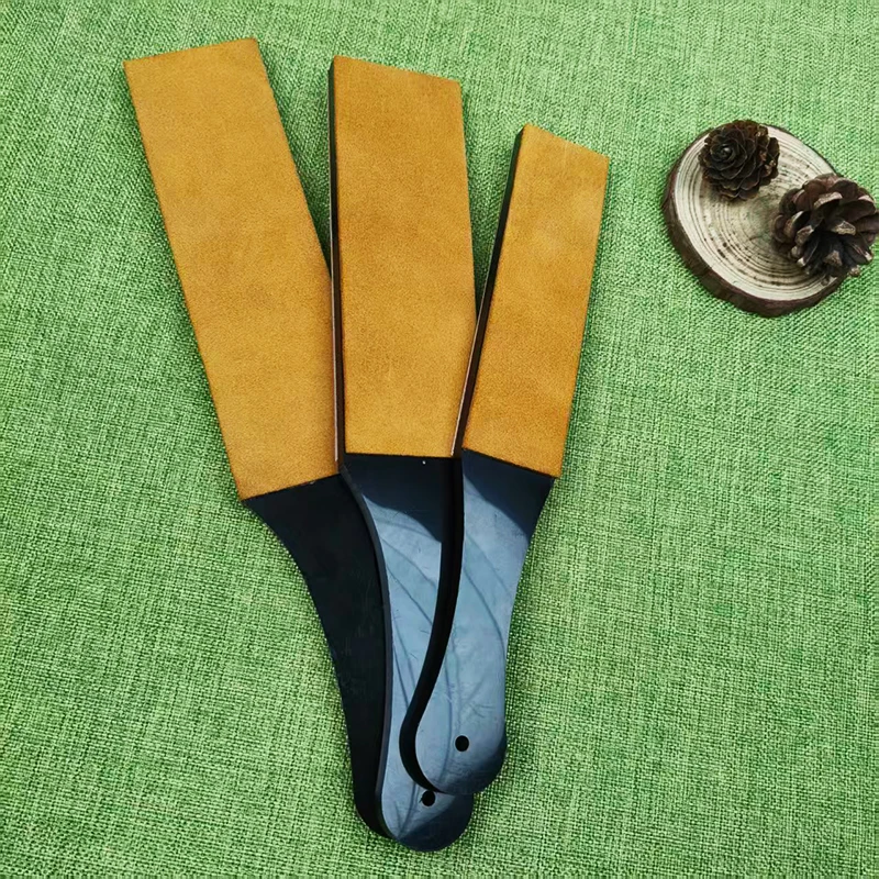 Double Side Leather Strop for Knife Sharpening Stropping Block Kit with Polishing Compound Knife Sharpening Double Side