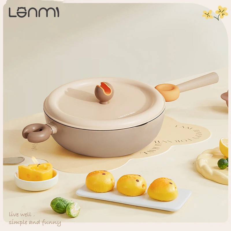 

LANMI Bell Multi-purpose Wok Scratch-Resistant Non-Stick Visually Appealing Detachable Affordable Easy To Store
