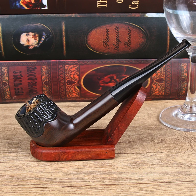 Straight Natural Ebony Wood Smoking Pipe Tube, Tobacco Pipes,Smooth Smoking Accessories, Gift for Father, High Quality, New, 9mm