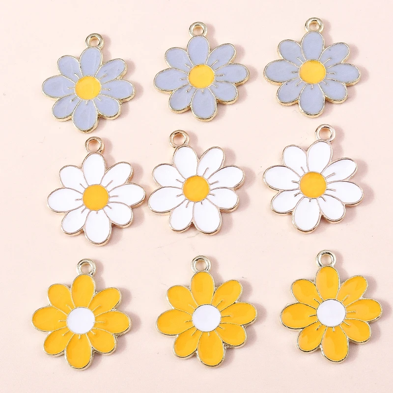 Duarte 20 Stück/Set Niedliche Pflanzen-Anhänger Emaille Blumen- und Blatt-Charms für Schmuckherstellung Halsketten Ohrringe DIY Basteln Geschenk – Detail 12