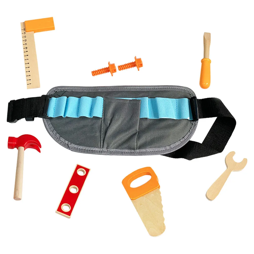 1 conjunto de ferramentas de reparo de imitação de madeira, bordas suaves seguras, conjunto de aprendizagem cognitiva para crianças, presente educacional precoce