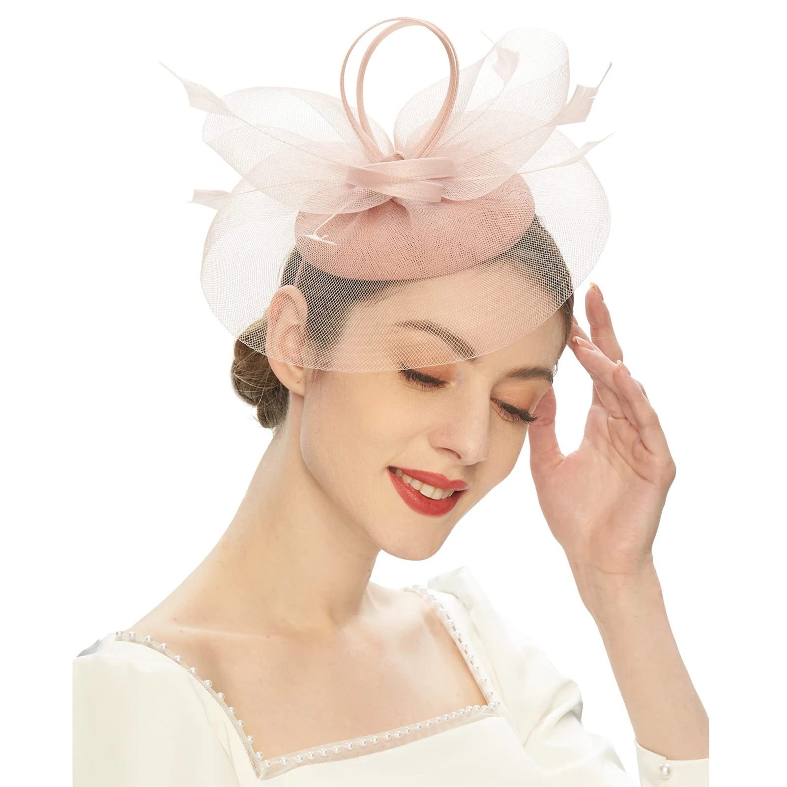 Women High Tea Hats Fascinators Easily Wear Retro Style Mesh Headband for Garden Party Wedding Easter