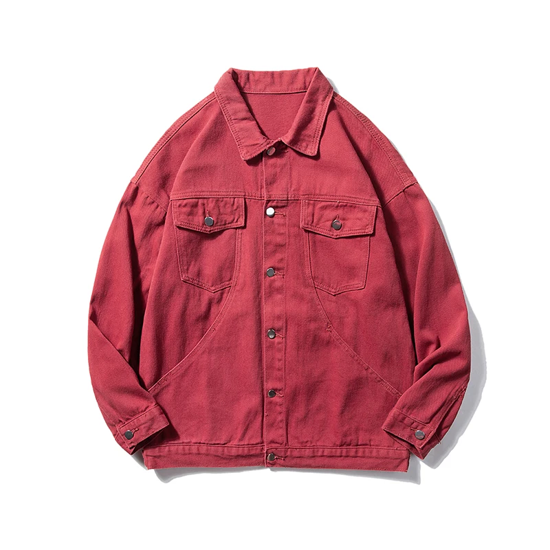 2026 Autumn Mens Jeans Jackets And Coats Loose Stretch Simple Solid Color Single Breasted Casual Denim Oversize Outwear M-3XL