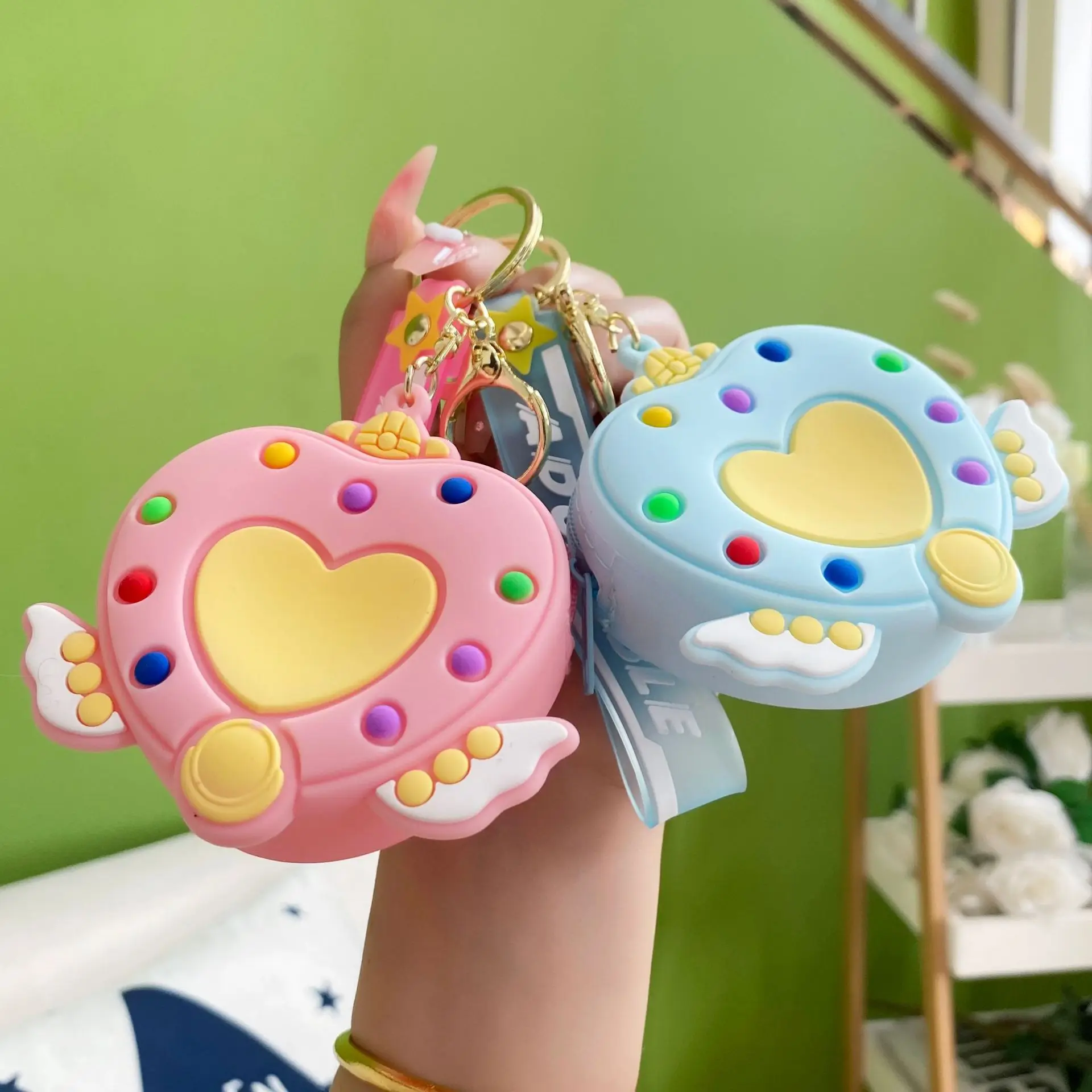 New Cute Messenger Bag Keychain Coin Purse Decompression Cosmetic Storage Key Ring Wholesale