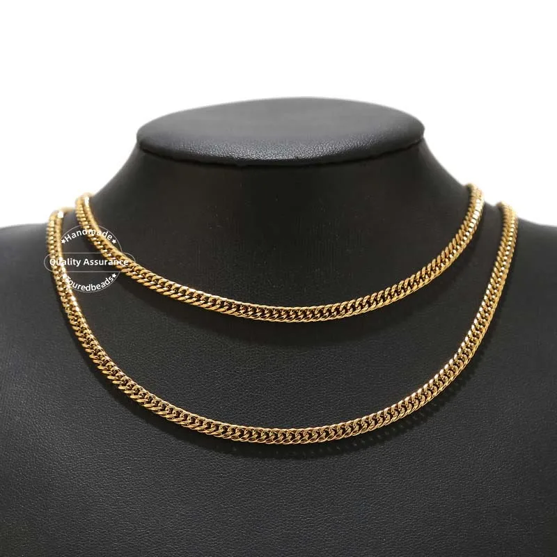 1เมตรสแตนเลสห่วงโซ่เงิน4มม.Cuban Link Chains สำหรับหญิงสวมใส่สร้อยคอ