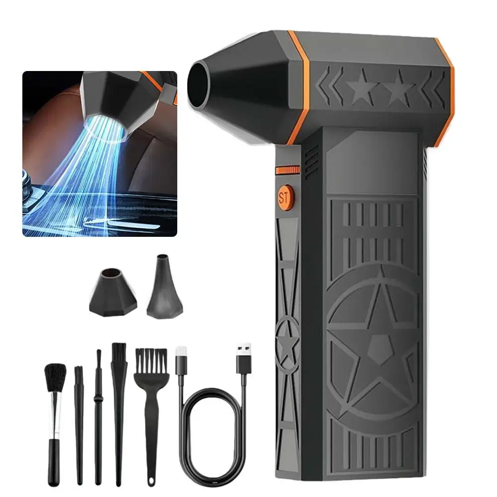 

990000 об/мин воздуходувка бесщеточный двигатель высокоскоростной турбореактивный вентилятор со светодиодной подсветкой USB перезаряжаемый мощный пылесборник для автомобиля/клавиатуры