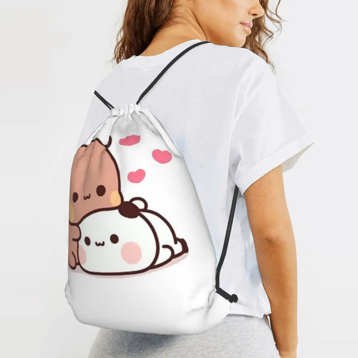 Panda Brownie Bear Mochi CatsBackpacks Multi-function Drawstring Bundle Pocket Sports Bag Book Bags for Man Woman Students
