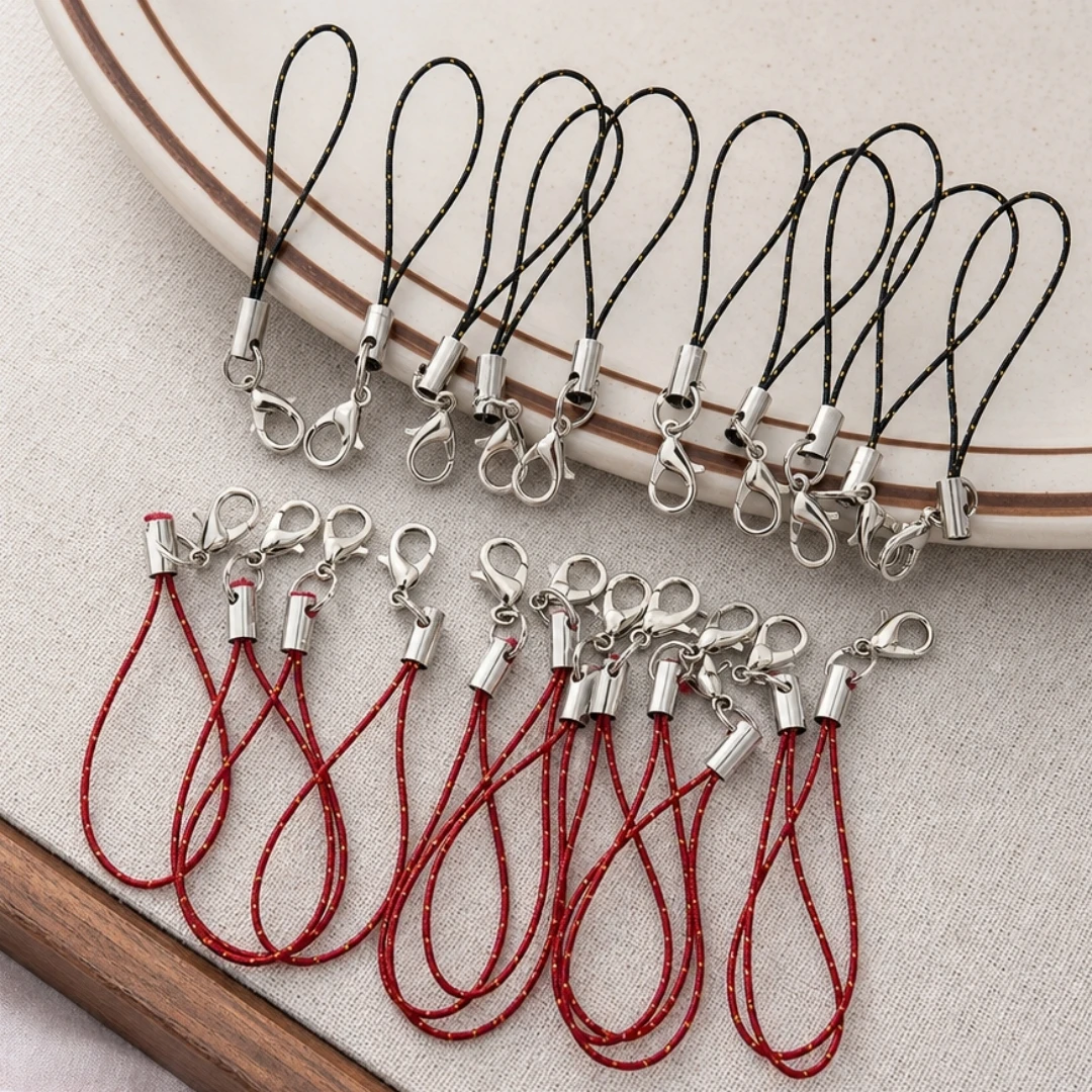 100Pcs Spot Wire Cord Mobile Phone Craft Pendant Lanyard DIY Handmade Materials Key Ring DIY Toys Pendant Clips Lanyard