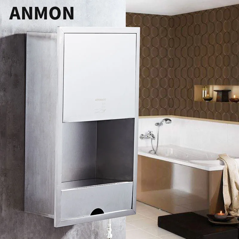 304 concealed embedded wall type, stainless steel box with automatic induction hand dryer, hand dryer, mobile phone hand dryer