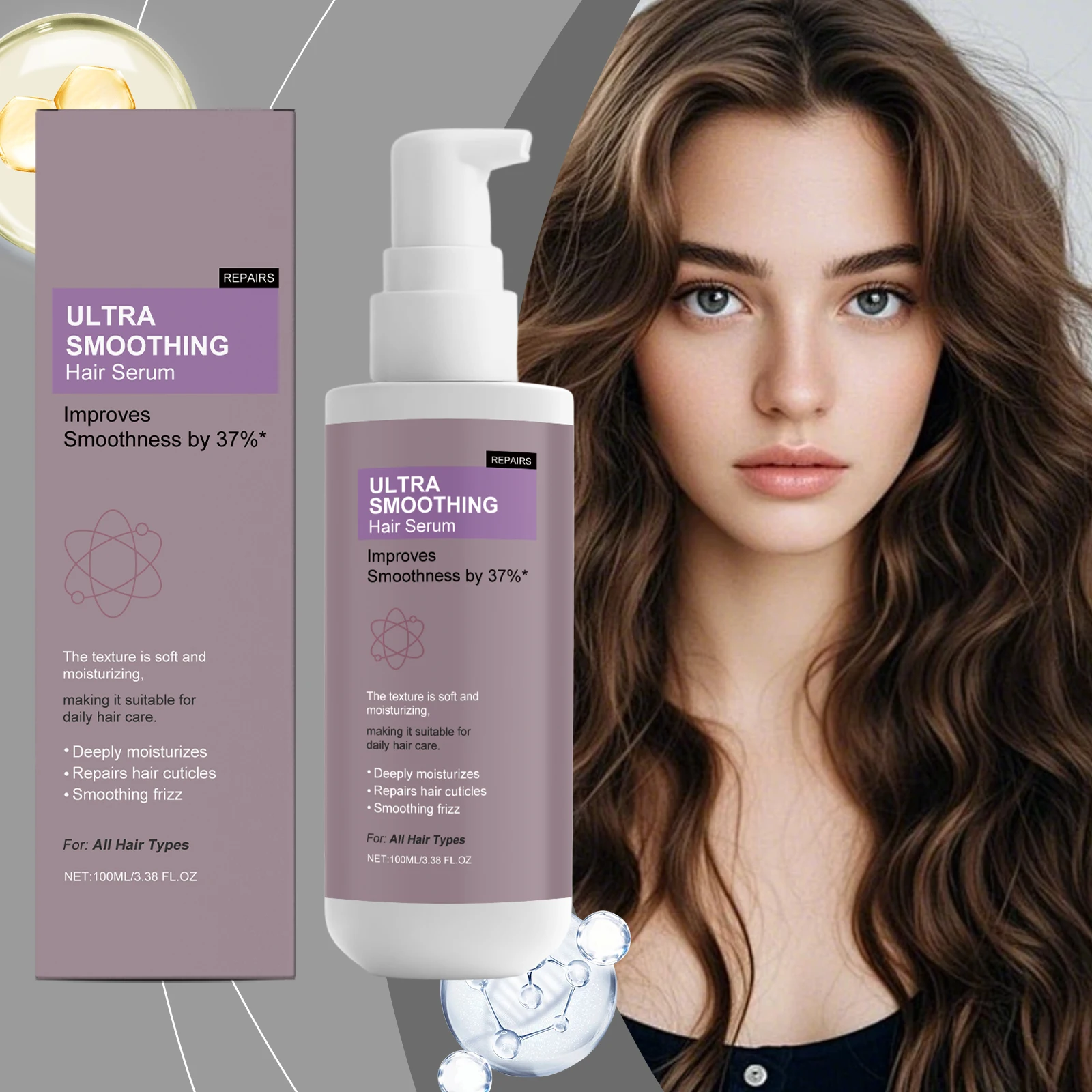 

Смягчающая сыворотка для волос - нежная увлажняющая формула для ежедневного ухода за волосами без спутывания, легкая, освежающая и безопасная для кожи головы