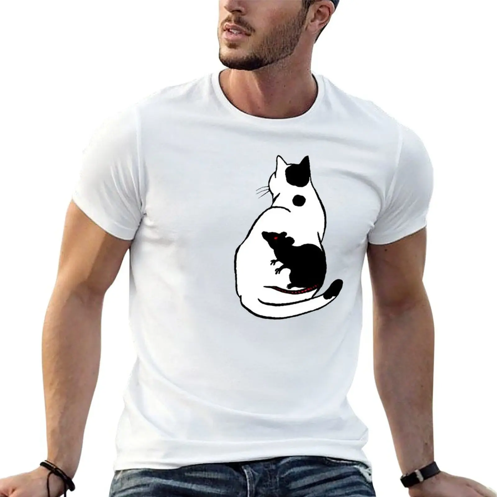 

Antique Japanese Woodblock Print Cat with Rat Tattoo T-Shirt man t shirts graphic funny t shirts cotton T-Shirt