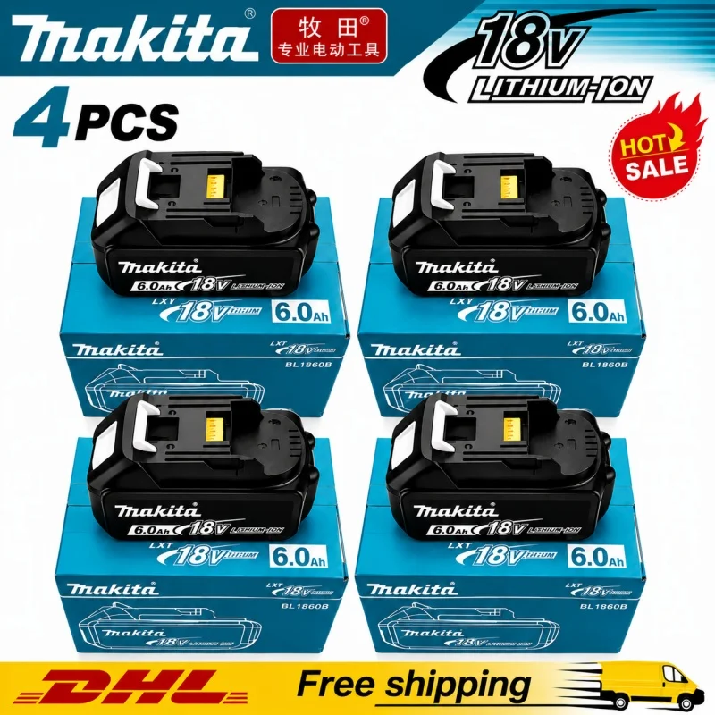 2026 Authentic Makita 6.0Ah Battery, Hot Selling 18V Tools Battery, Replaceable BL1830B L1840B L1850B L1860B, Power Tool Battery