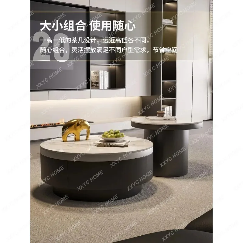 XX Modern Household Small Apartment Living Room Light Luxury Large Countertop Storage Rock Slab Coffee Table Combination