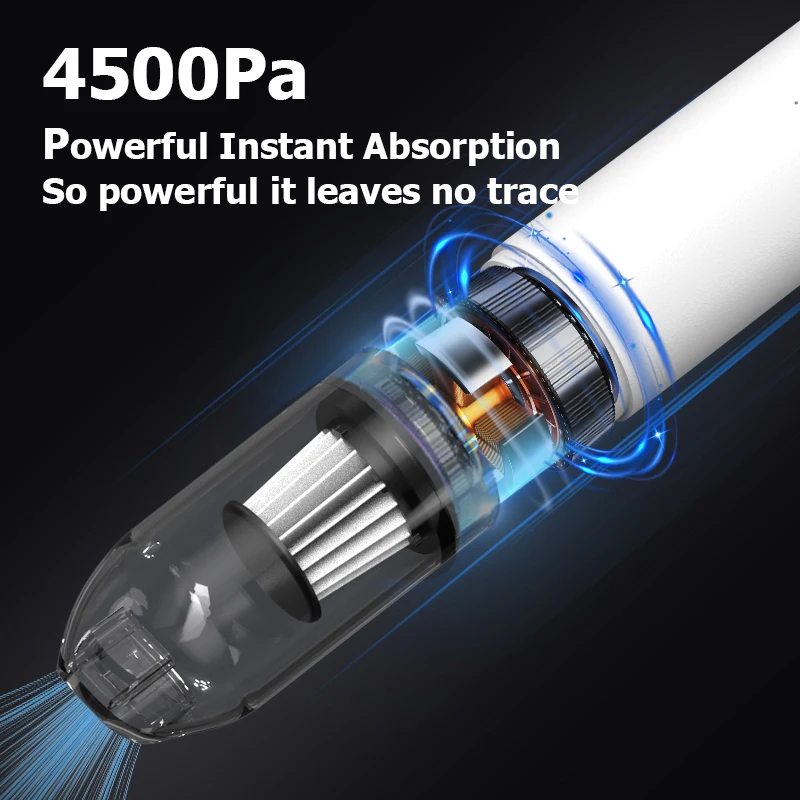 Brushed motor handheld vacuum cleaner, portable car vacuum cleaner, wireless one-hand dust removal design