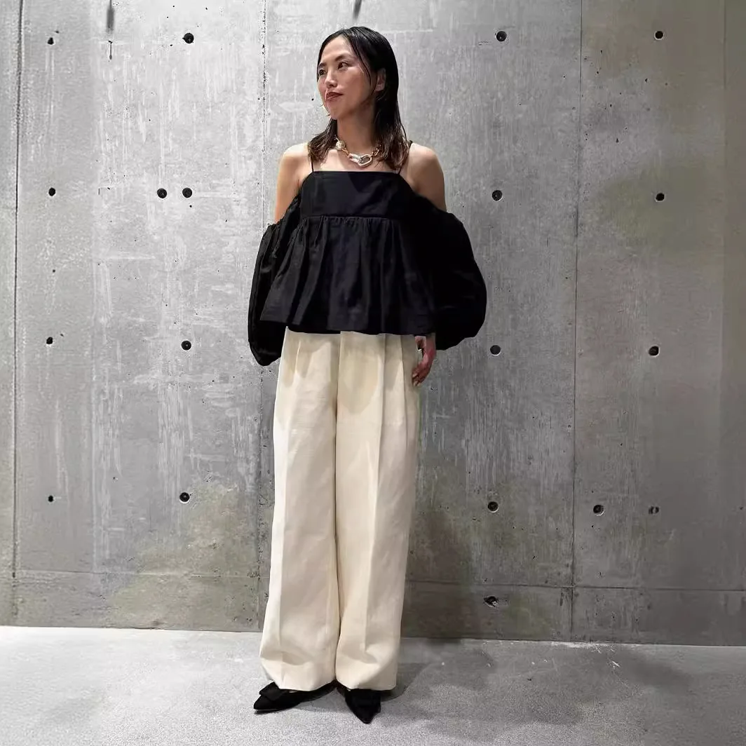 

Gagarich Spring Summer New Japanese Texture Lantern Sleeves Tencel Shirt Loose Slimming Breathable Sunscreen Top Women