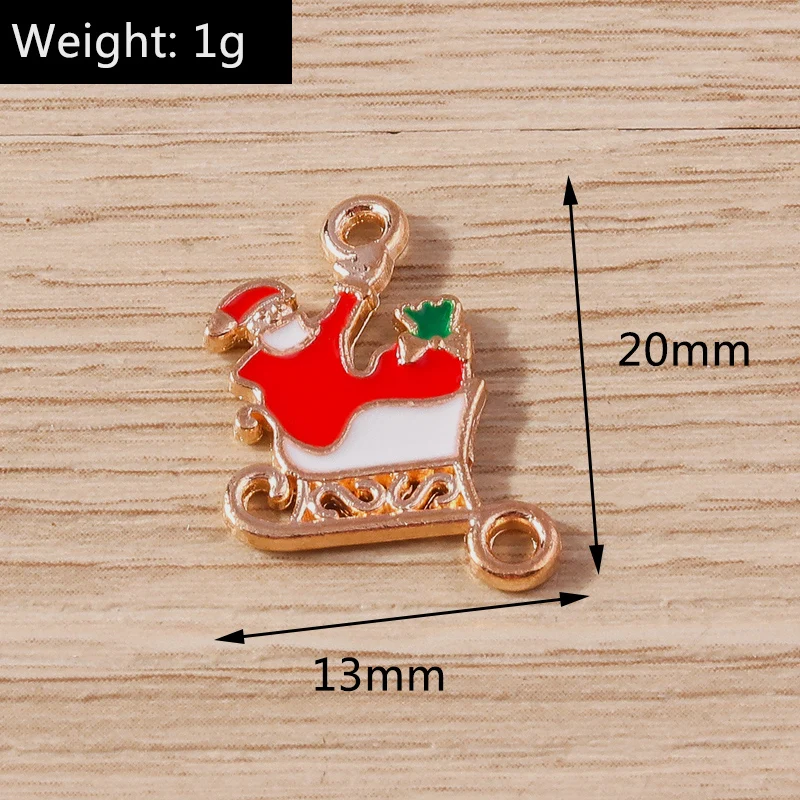 Tusember 20 Stück Emaille-Weihnachtsanhänger mit Weihnachtsmann, Hirsch und Schneeflocke für DIY-Anhänger, Halsketten, Ohrringe, Armbänder, handgefertigter Schmuck – Detail 4