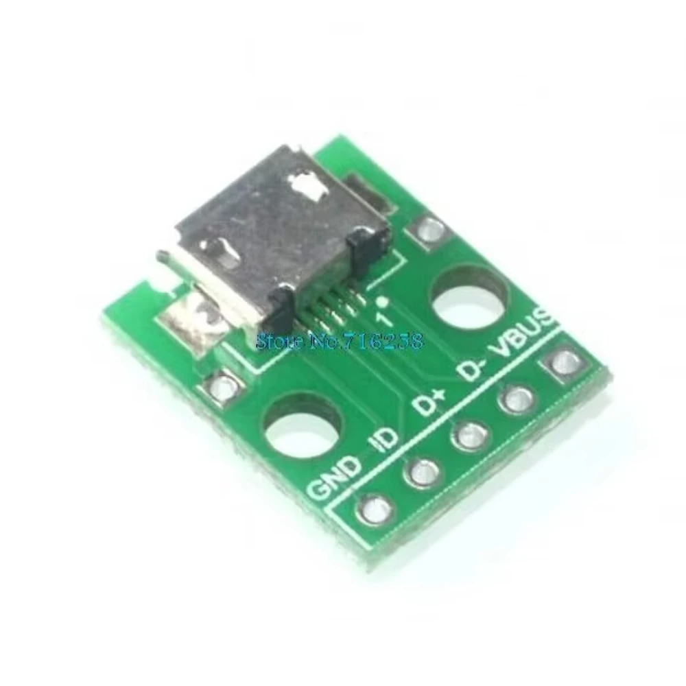 5PCS/LOT USB Male Connector / MINI MICRO USB to DIP Adapter 2.54mm 5pin Female Connector B Type USB2.0 Female PCB Converter