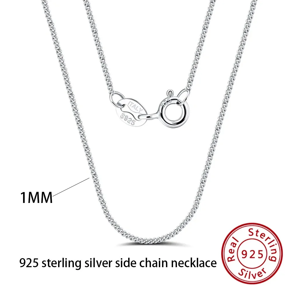 Unisex 925 Sterling Silver Basic Chain Necklace