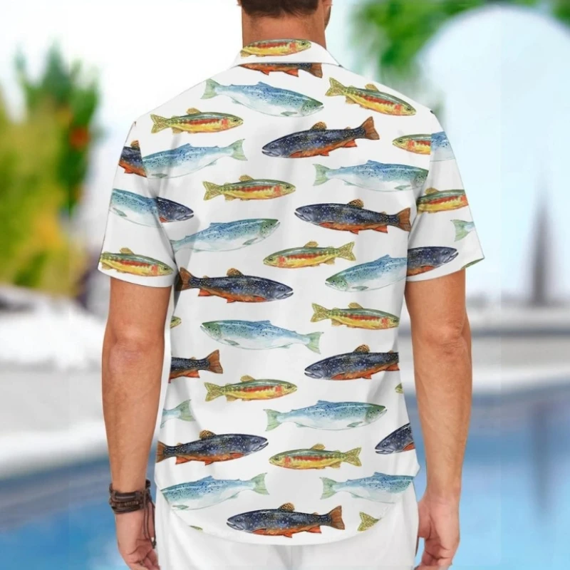 3d Fish Print Hawaiian Shirts For Men New Trend Men\'s Shirt Casual Unisex Clothing Summer Quick Dry Short Sleeve Tops 2024