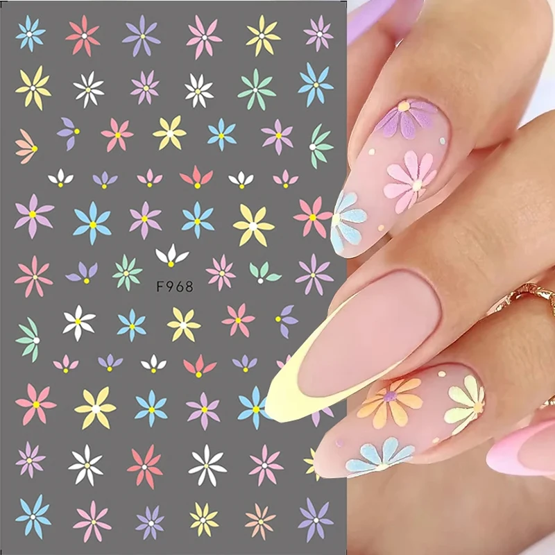 מדבקות ציפורניים 3D פרחים פשוטות קיץ פרחוני טוליפ פרי מדבקות אמנות ציפורניים מדביקות סליידרים קישוטי מניקור