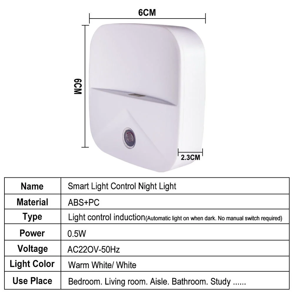 LED Night Light Wireless Light control Sensor  EU Plug Dusk-to-Dawn Night Lights For Baby Kids Bedside Bedroom Corridor Lamp