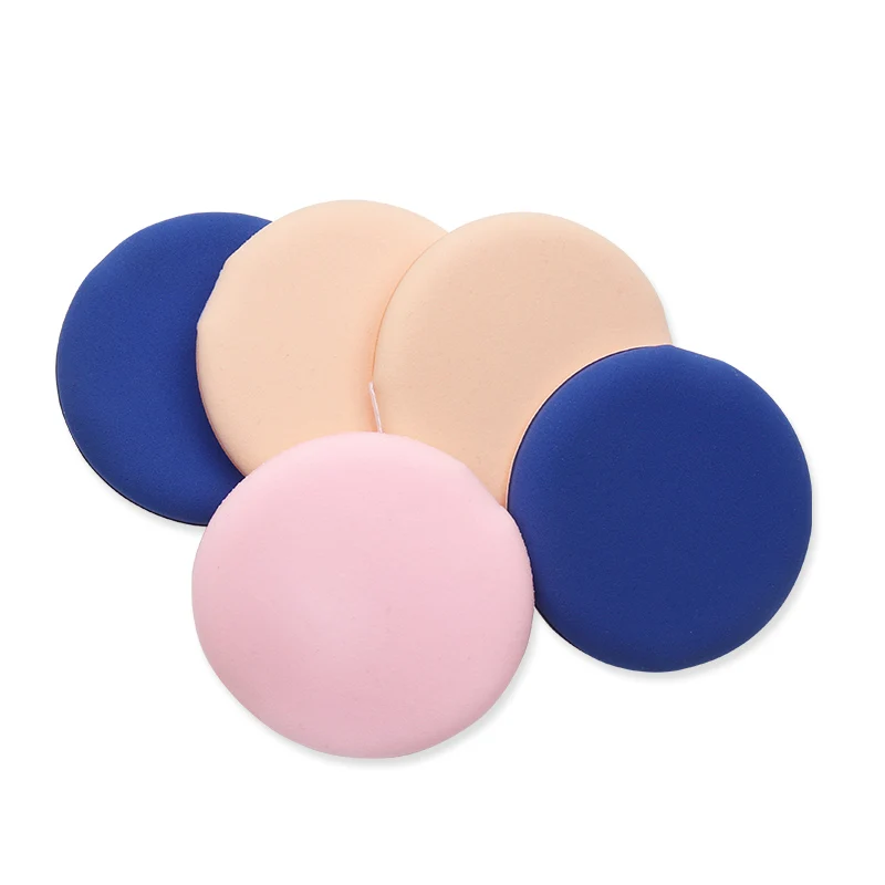 5Pcs Round Makeup Powder Puff Soft Sponge Foundation Puff With Ribbon Strap Washable Reusable Cosmetic Blending Puff Daily Use