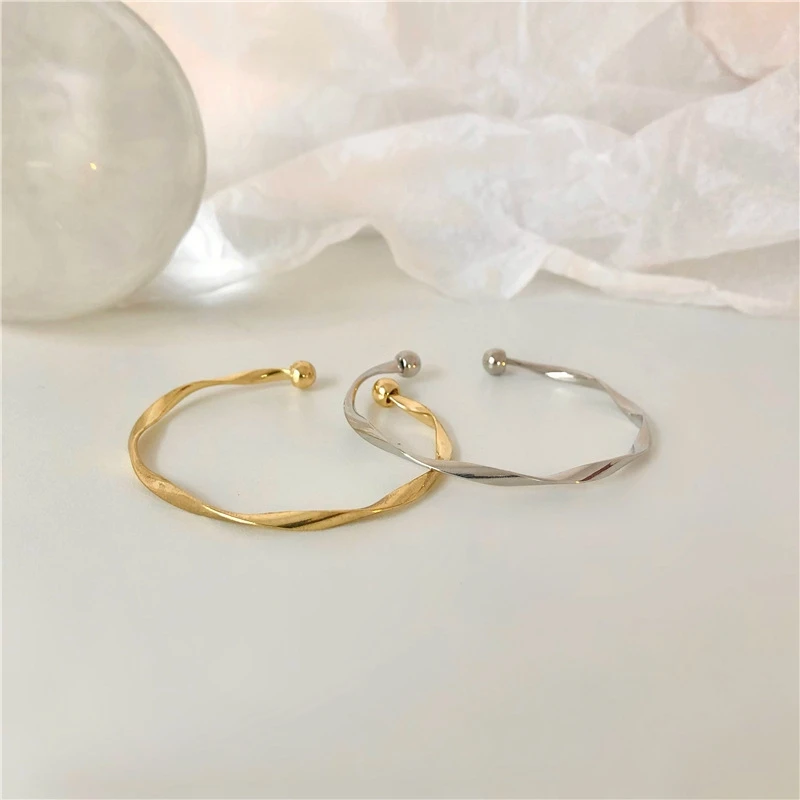 Ins Niche Design Simple Bracelet Wave Pattern Open Ring Bracelet Bracelet Alloy Jewelry Accessories Popular Hand Decor Pendant