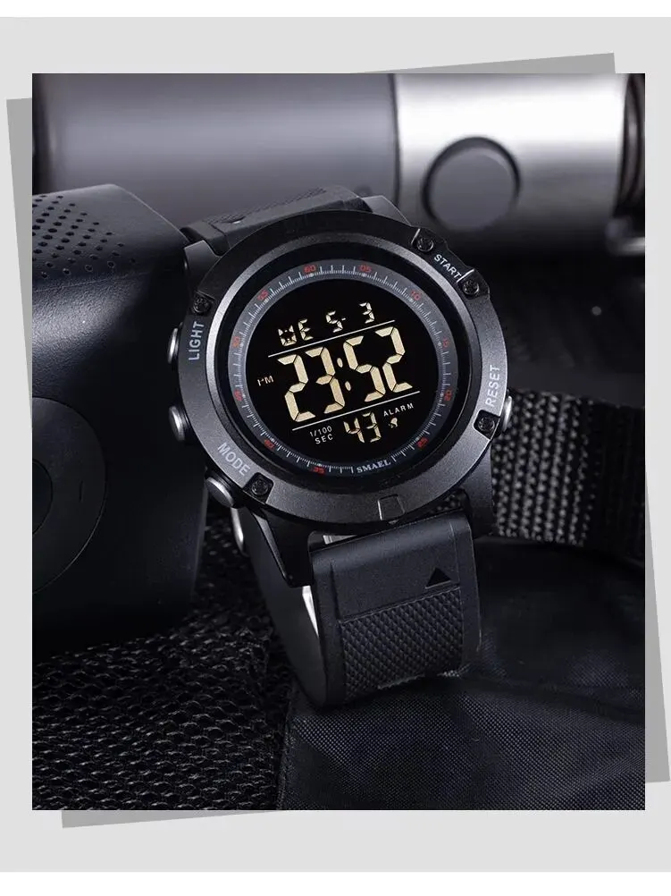 SMAEL Alarm Clock Auto Date Digtial Sports Watches Men 50M Waterproof LED Back Light 1902 Watch Military