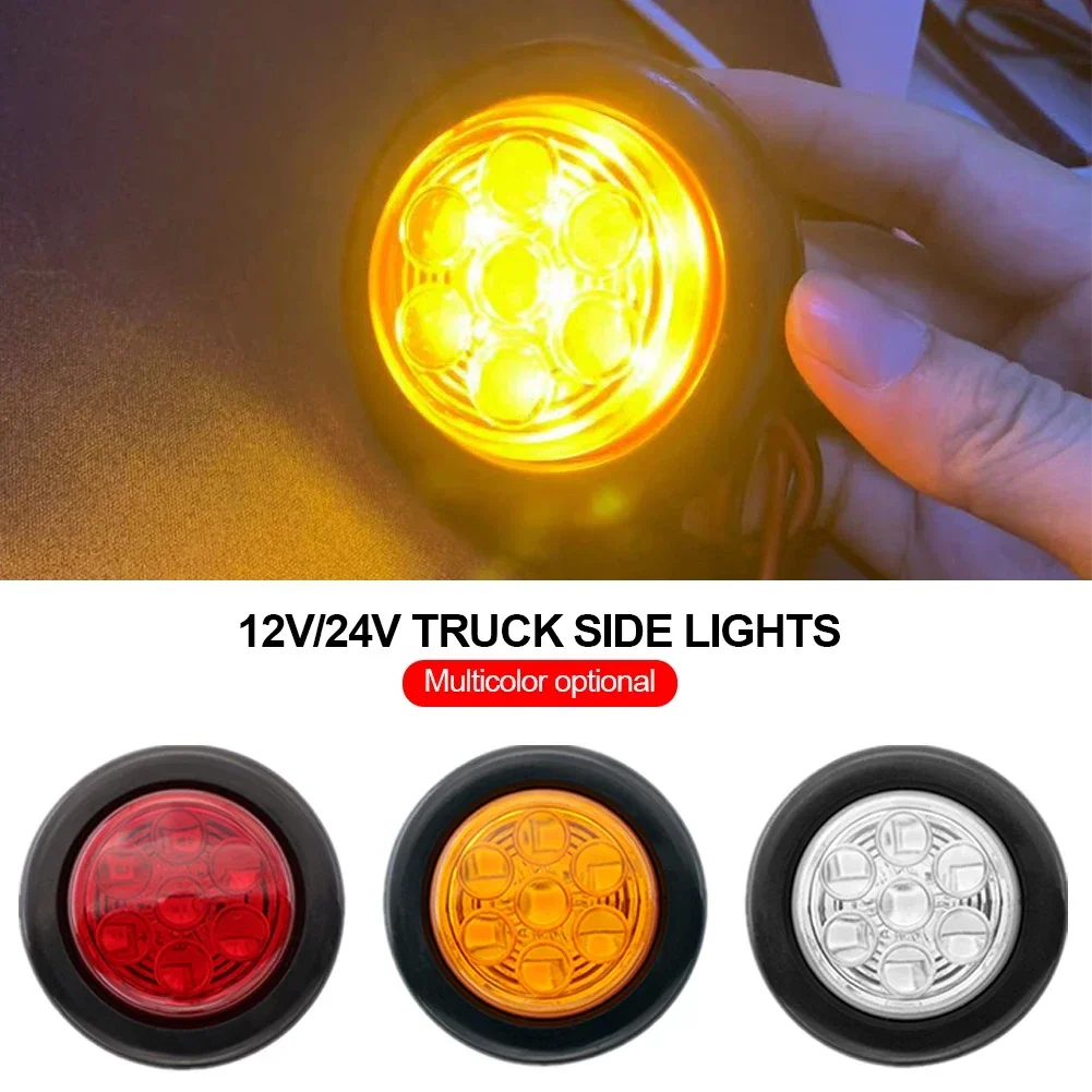 12V 24V 6LED Indicators Round Trailer Side Marker Light Yellow White Red For Trucks Clearance Lights Truck Turn Signal Lamp