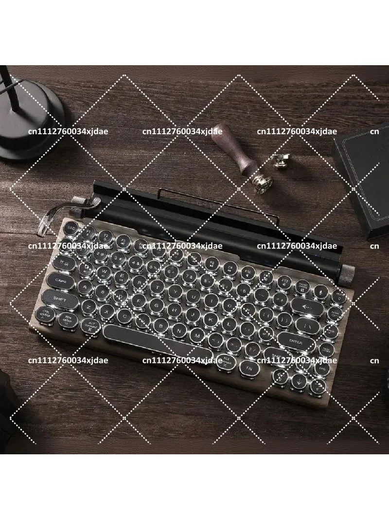Vintage Steampunk Wireless Bluetooth Dual Mode Mechanical Keyboard for Computer Tablet