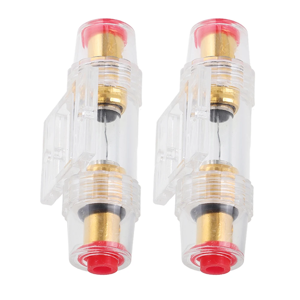

2pcs Car Audio Modification Transparent AGU Fuse Holder Zinc Alloy Compartment Circuit Protection Waterproof Easy Installation