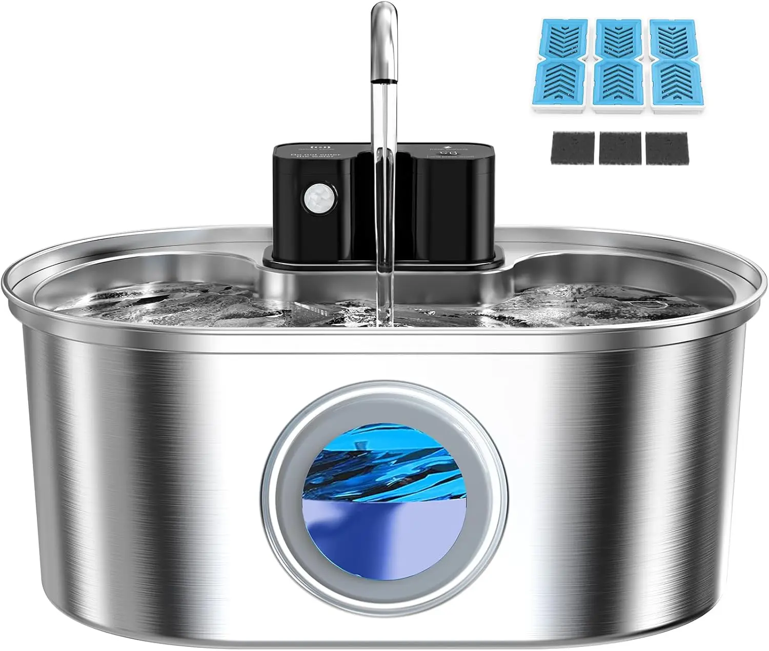 

Wireless Cat Water Fountain Stainless Steel 108oz/3.2L Cordless Battery Operated Pet Fountain Quiet Pump Easy Clean BPA-Free