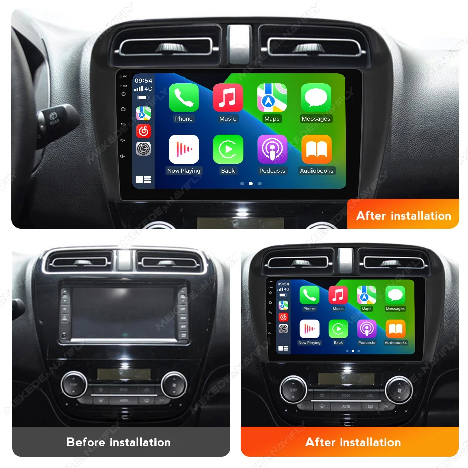 Radio samochodowe Navifly 9 cali z odtwarzaczem multimedialnym do Mitsubishi Mirage Attrage 2012-2019 GPS WiFi Bezprzewodowy Carplay Android Auto