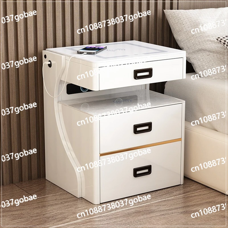 Smart bedside table integrated hidden wireless charging USB small light luxury bedside table