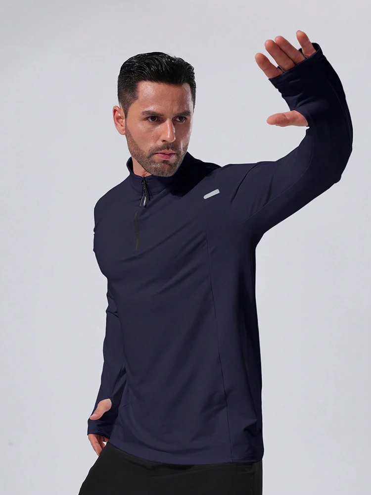 Męska bluza z zamkiem błyskawicznym, męskie bluzy z pulowerem, koszula sportowa, męska bluza z zamkiem błyskawicznym 1/4 — zdjęcie 5