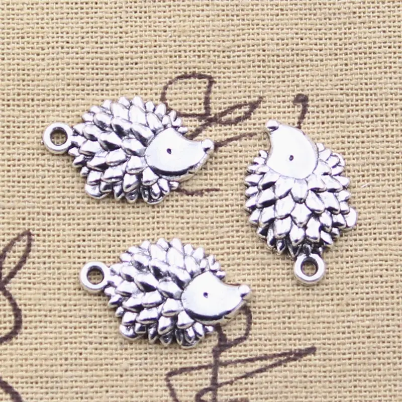20pcs Cute Hedgehog Charms, 22x14mm Antique Tibetan Silver Pendants for DIY Handmade Jewelry Making EF3842