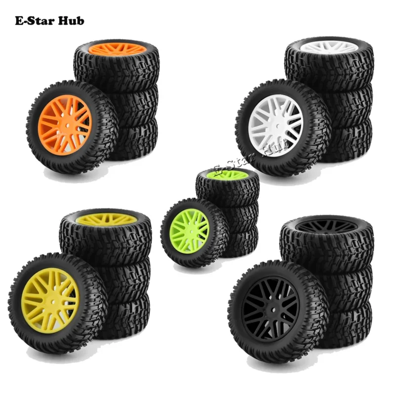 4Piece 1/10 Short Course Truck Tires Tyre Wheel 12Mm Hex 95Mm Parts for HSP 15502 94107 94170 94155 94177 HPI RC Car