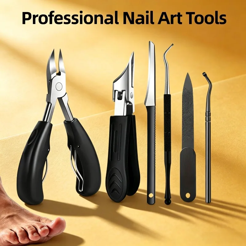 Stainless Steel 1/6‑Pcs Foot Care Kit Ingrown Toenail Nipper Heavy‑Duty Nail Clipper Pedicure Knife Nail File For Home Pedicure