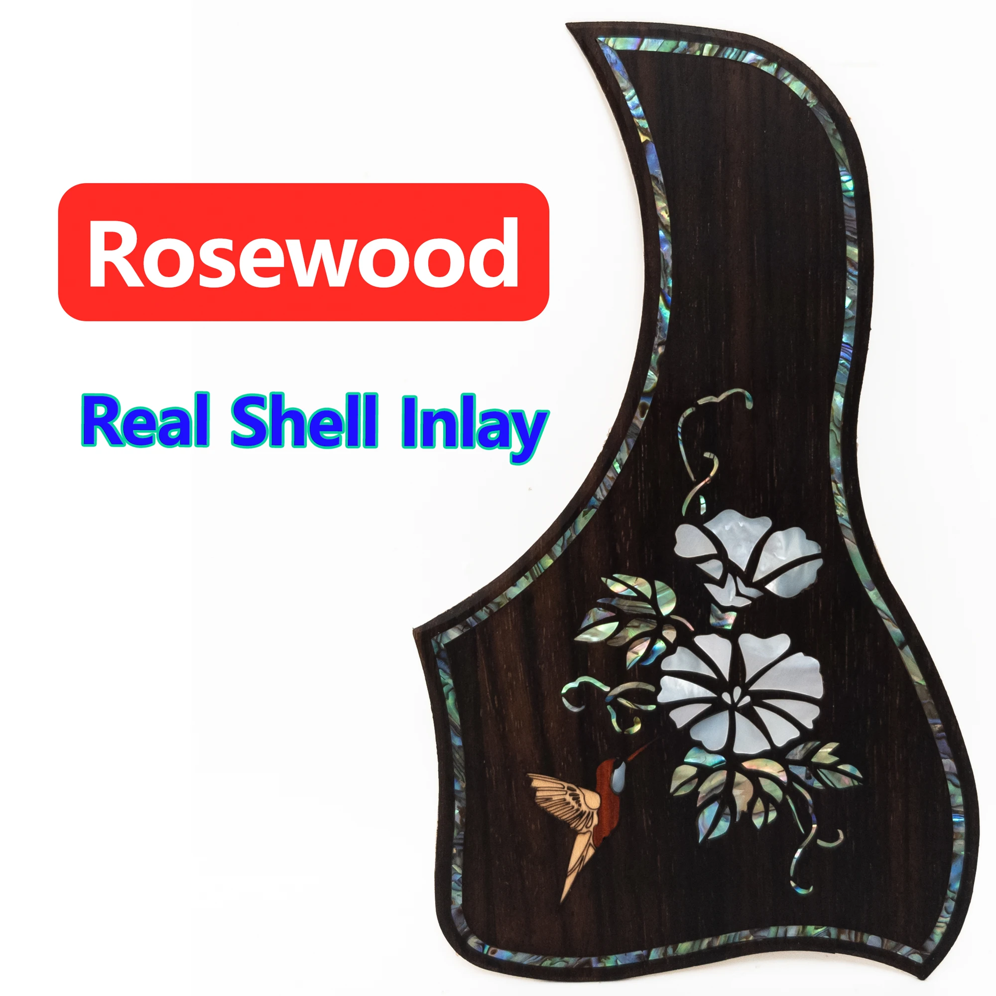 

Накладка для акустической гитары из массива палисандра, инкрустированная цветком морского ушка для акустической гитары 40-42 дюймов, пластинка для царапин