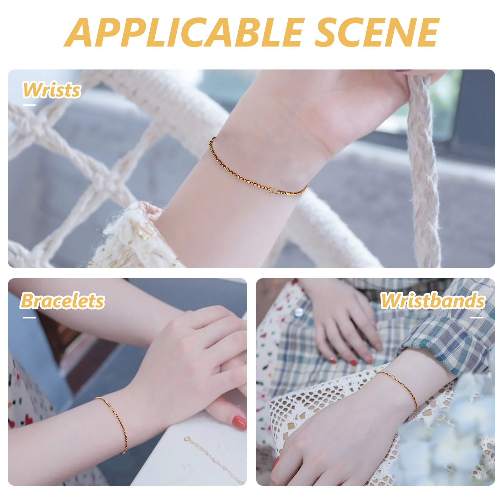 

3pcs Stainless Steel Chain For Jewelry Making Adjustable Slider Bracelet Diy Blank Bracelet Making Kit Durable Tarnish Resistant