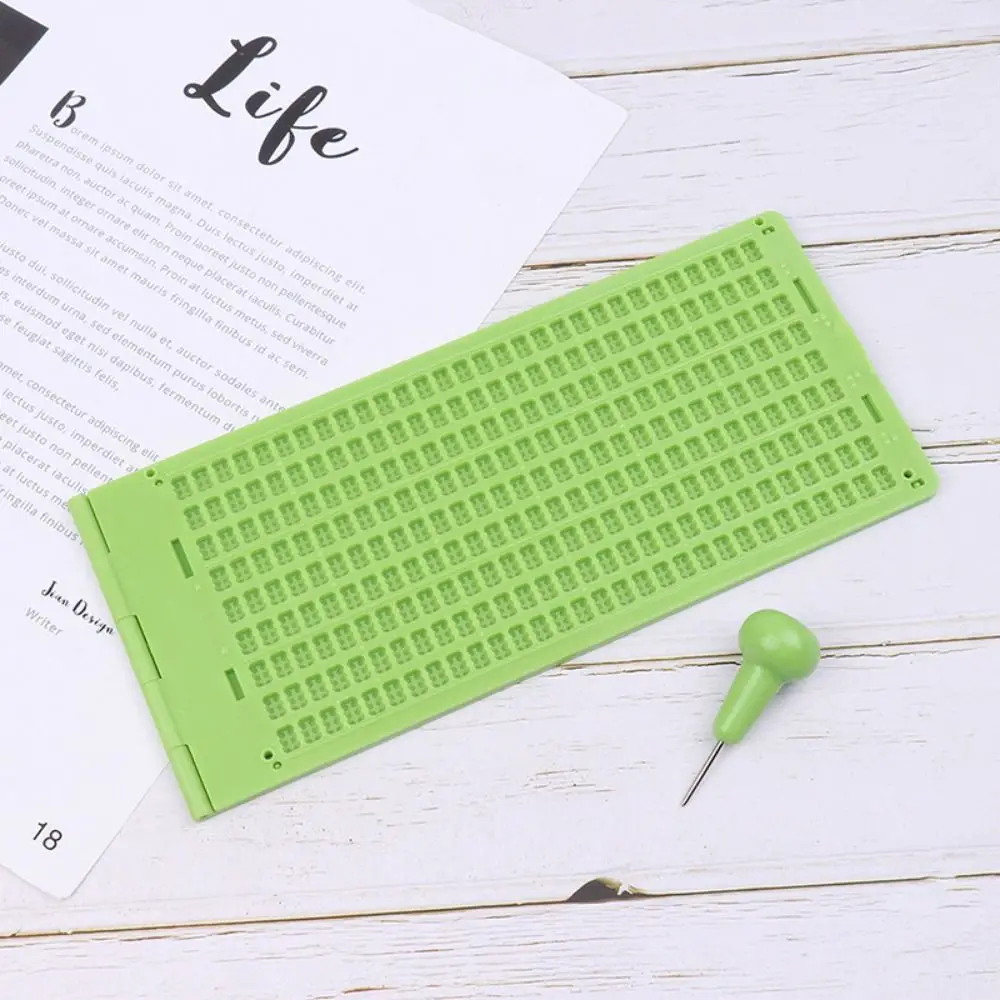 4Lines 28 Cells Braille Writing Board Portable Plastic Braille Writing Slate Practical with Stylus Braille Study Supplies