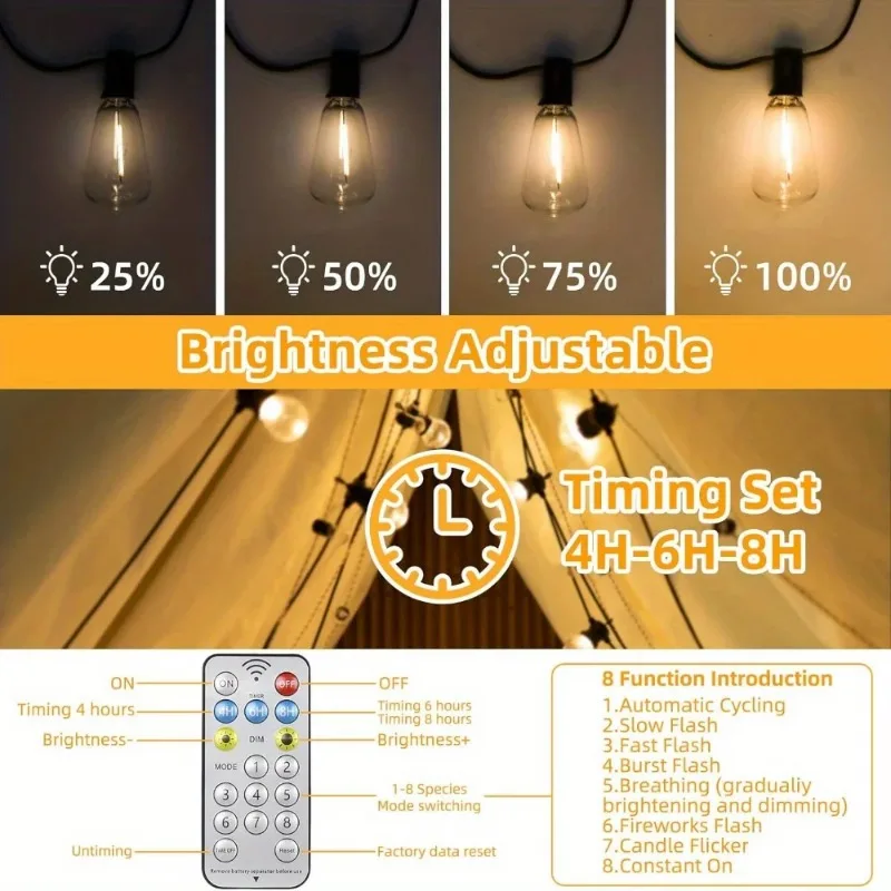 Kup 1, otrzymaj 10 gratis! Świąteczne lampki solarne sznurkowe, 30 LED, automatyczne włączanie od zmierzchu do świtu, nietłukące się, wodoodporne, zewnętrzne lampki dekoracyjne.