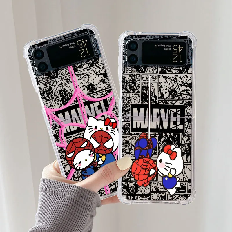 Marvel Cute Spidermans Phone Case for Samsung Galaxy zflip Z Flip 4 Z Flip5 Z Flip 3 5G ZFlip3 Clear Soft Air Cover