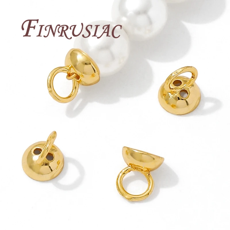 10/20 Pcs 18K Gold Plated Bead End Cap with Loop,Bracelet End Caps Connectors,End Cap For Jewelry Making,DIY Accessories